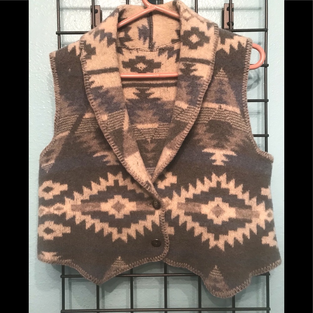 Native Wool Vest Reversible grey & cream